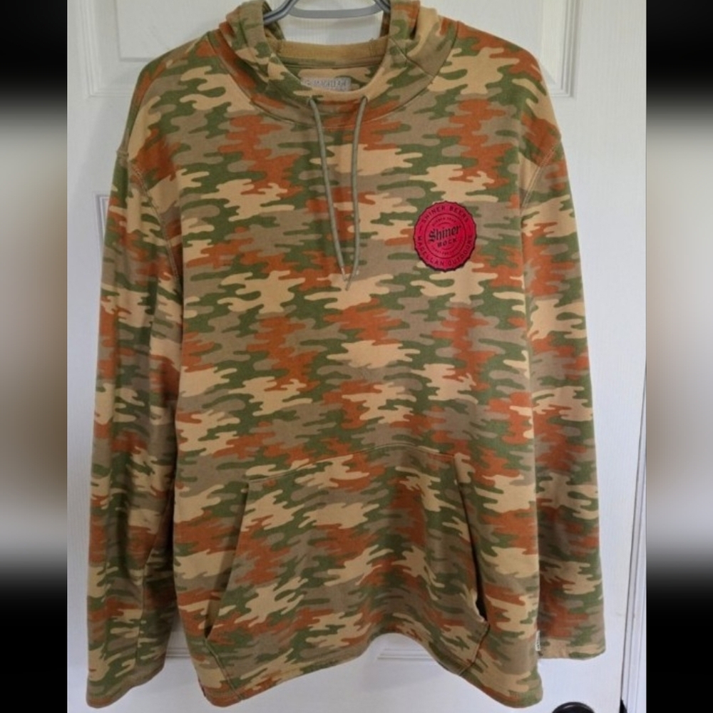 Magellan Outdoors/Shiner Bock Colab Camo Hoodie with Red Logo
